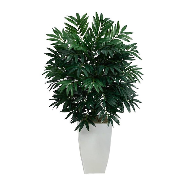 Gan Eden 3 ft. Bamboo Palm Artificial Plant with Metal Planter, White GA3087736 - main